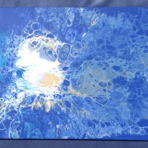 Blue and White Dutch Pour on Blue