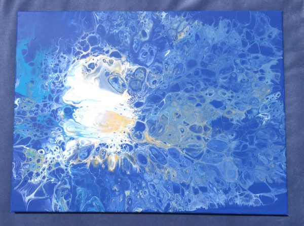 Blue and White Dutch Pour on Blue